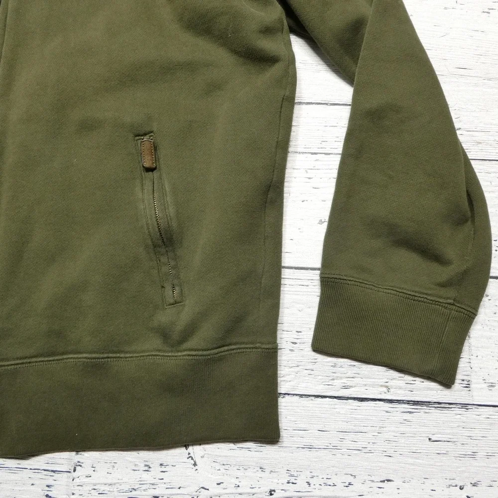 Polo Ralph Lauren Sweatshirt Mens Large Green Full Zip Mock Neck Fleece Pockets
